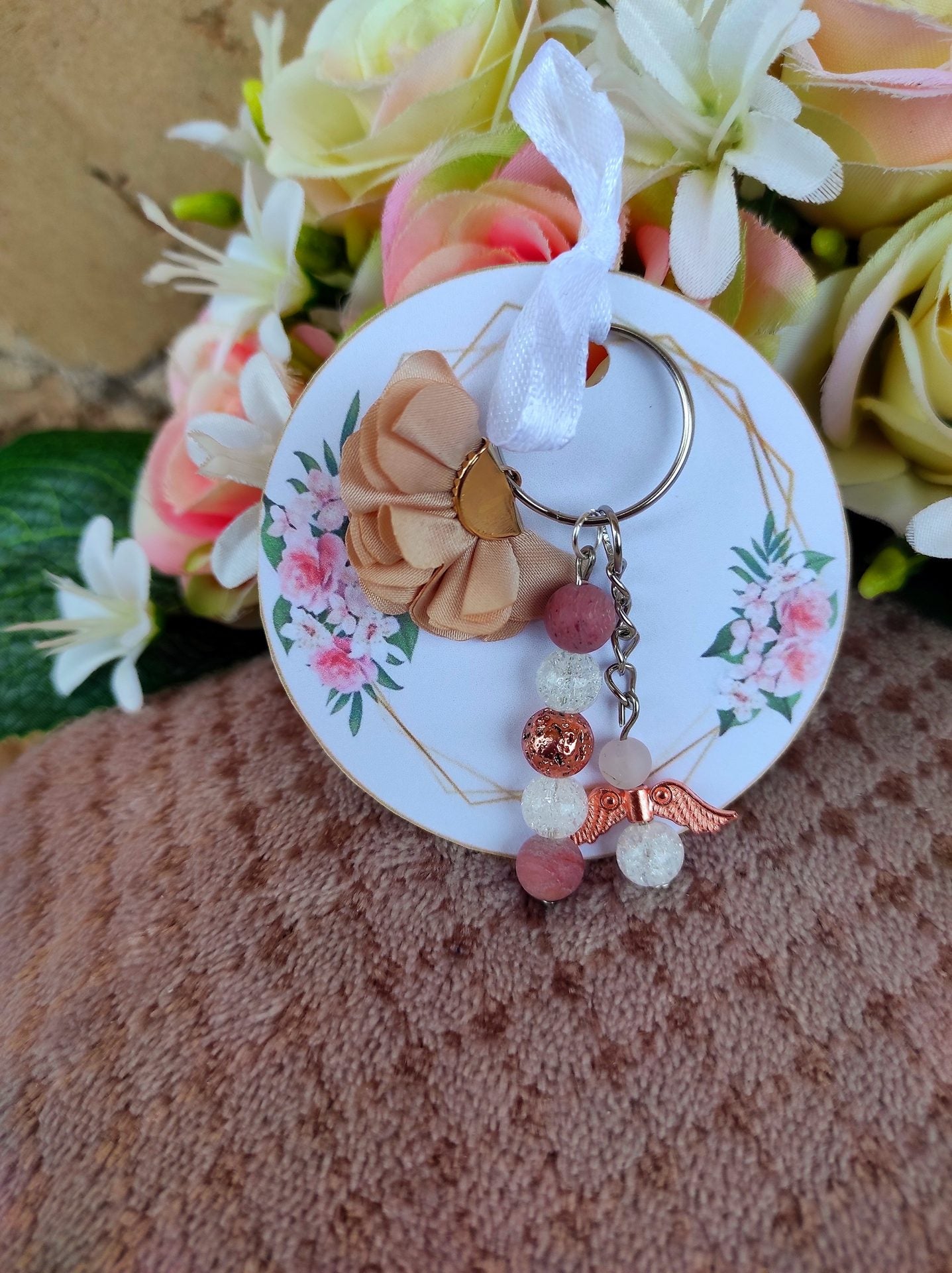 Boldogság szív ásvány kulcstartó